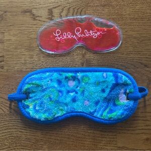 Lilly Pulitzer Sleep Mask Blue Green Terry Velour Lilly's Lagoon Print Ice Pack